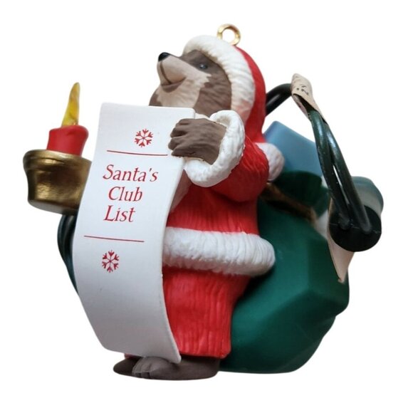 Hallmark Raccoon Keepsake Ornament 1992 Collectors Club anthropomorphic santa - Picture 5 of 6